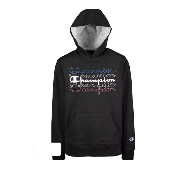Champion Spellout Black hoodie Size Large Boy's Size - Picture 1 of 4
